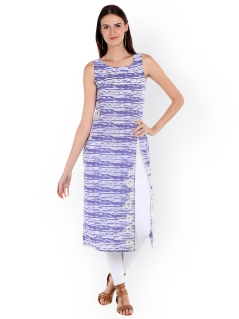 

Fusion Beats Women Purple & White Dyed Straight Kurta