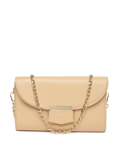 

DressBerry Beige Solid Envelope Clutch with Chain Strap