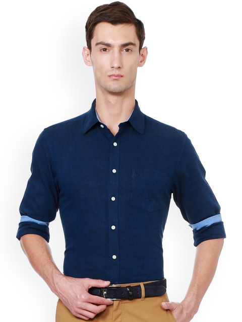 

Allen Solly Men Blue Slim Fit Self-Design Semiformal Shirt