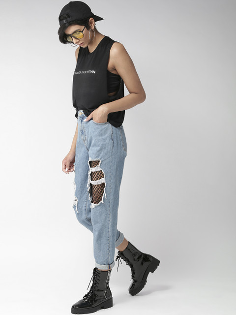 

FOREVER 21 Women Black Solid Round Neck T-shirt