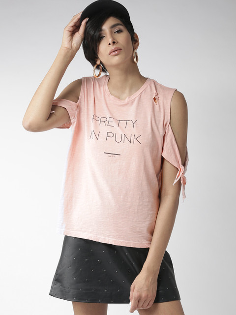 

FOREVER 21 Women Pink Printed Top