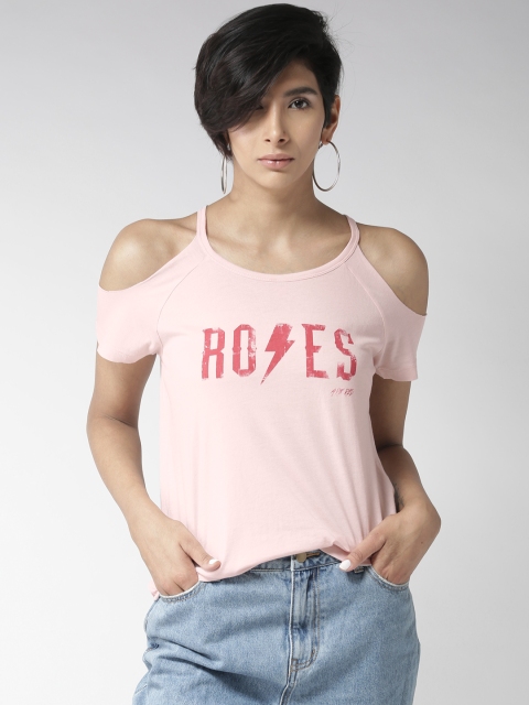 

FOREVER 21 Women Pink Printed Top