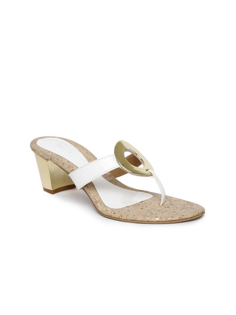 

Inc 5 Women White & Gold-Toned Solid Sandals