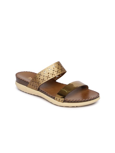 

Inc 5 Women Bronze-Toned Solid Synthetic Flats