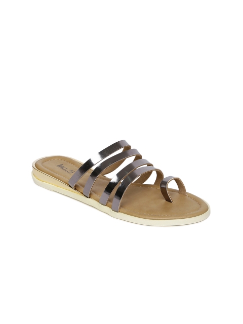 

Inc 5 Women Gunmetal-Toned Solid One Toe Flats, Metallic