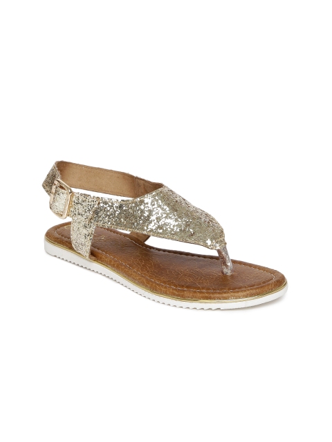 

Inc 5 Women Gold-Toned Solid T-Strap Flats