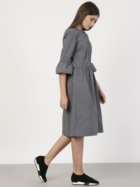 

ether Women Grey Solid A-Line Dress