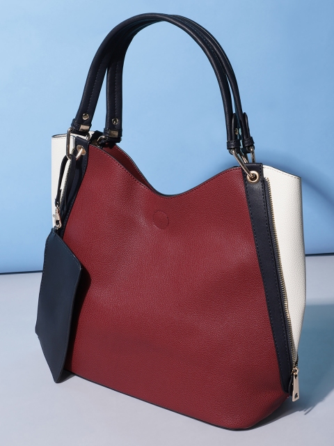 

Mast & Harbour Burgundy & Navy Blue Solid Shoulder Bag