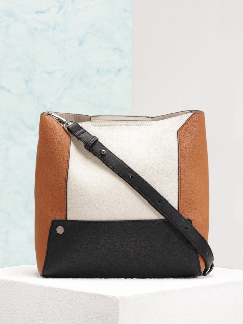 

Mast & Harbour White & Brown Colourblocked Sling Bag