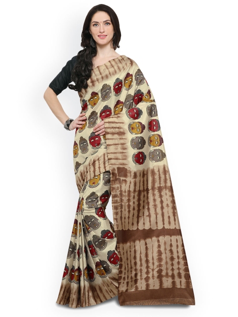 

Rajnandini Beige Printed Silk Blend Saree