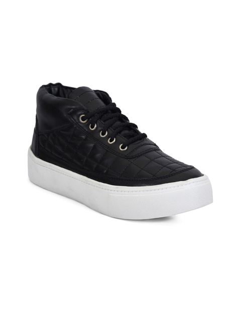 

meriggiare Women Black Solid Synthetic Leather High-Top Sneakers