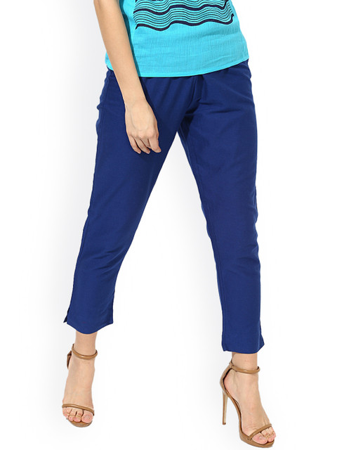 

Sangria Women Blue Slim Fit Solid Regular Trousers