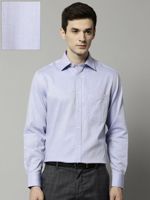 

Marks & Spencer Men Blue Regular Fit Self Design Non-Iron Formal Shirt