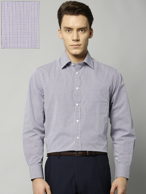 

Marks & Spencer Men Purple & Navy Blue Regular Fit Checked Formal Shirt