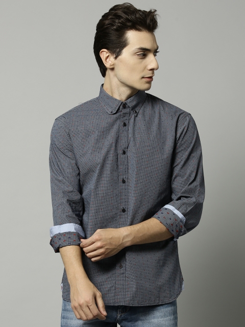

Marks & Spencer Men Navy Regular Fit Self Design Casual Shirt, Navy blue