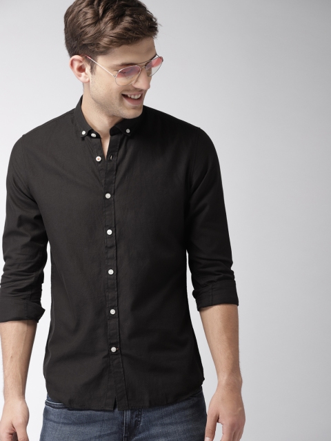 

Mast & Harbour Men Black Slim Fit Self-Design Casual Shirt