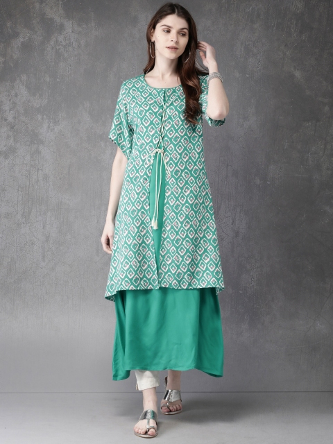 

Anouk Women Green Printed A-Line Kurta