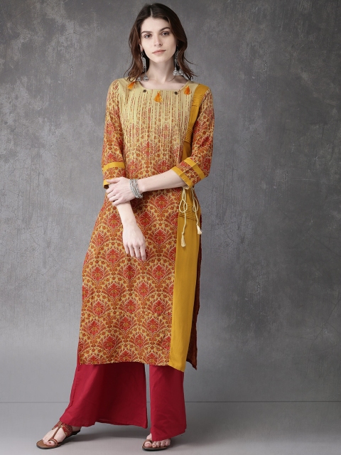 

Anouk Women Red & Beige Printed Straight Kurta