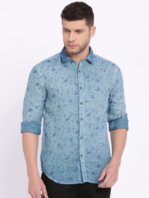 

Jack & Jones Men Blue Slim Fit Printed Linen Casual Shirt