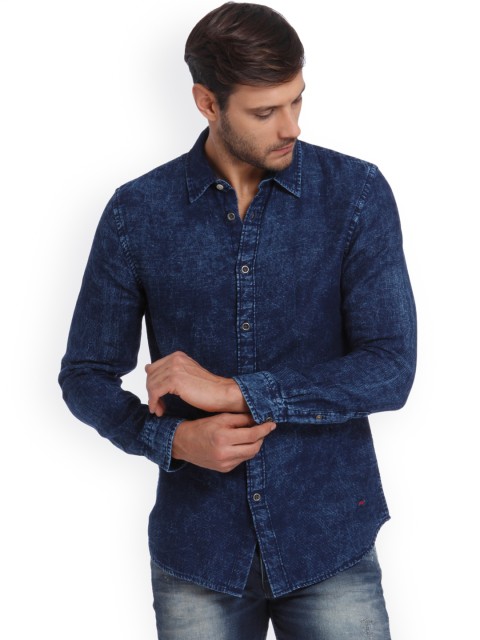 

Jack & Jones Men Blue Slim Fit Solid Denim Casual Shirt