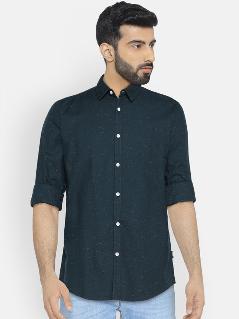 

Jack & Jones Men Blue Slim Fit Self Design Casual Shirt