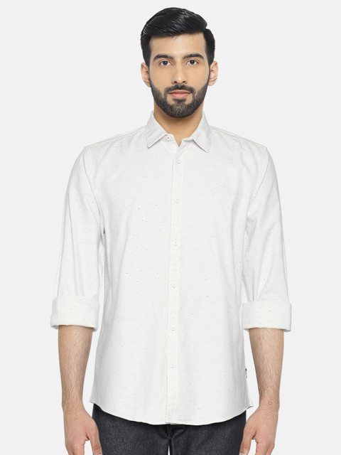 

Jack & Jones Men Off-White Slim Fit Solid Casual Shirt
