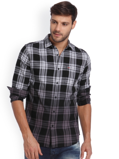 

Jack & Jones Men Black & White Slim Fit Checked Casual Shirt