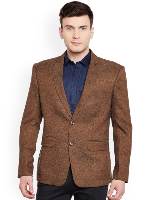 

Wintage Brown Self Design Single-Breasted Tailored Fit Formal Blazer
