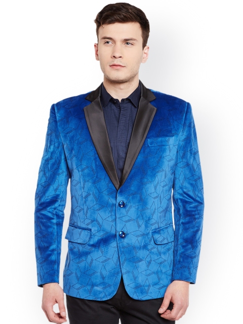 

Wintage Blue Single-Breasted Tailored Fit Party Blazer