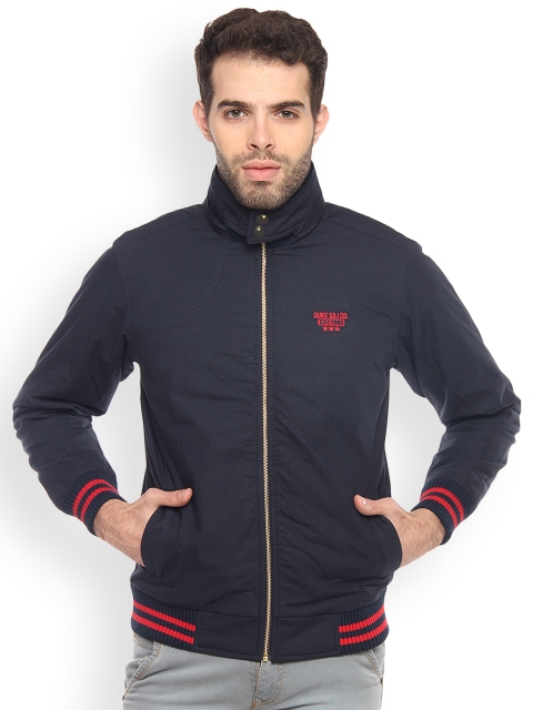 

Duke Men Navy Solid Bomber Jacket, Navy blue