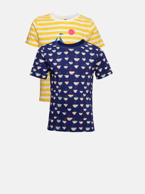 

YK Boys Pack of 2 Round Neck T-shirts, Navy blue