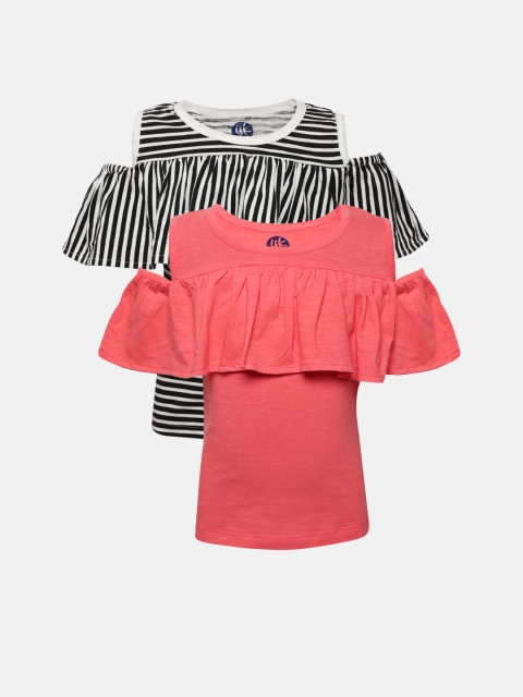 

YK Girls Pack of 2 Cold Shoulder Tops, Red