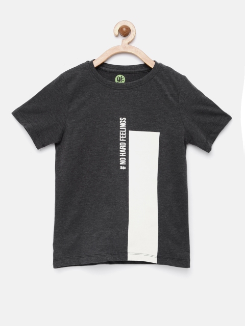 

YK Boys Charcoal Grey Printed T-shirt