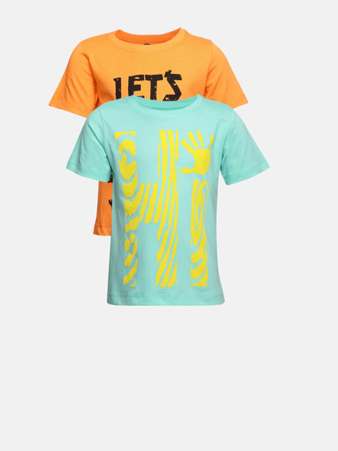 

YK Boys Pack of 2 Printed Round Neck T-shirt, Orange