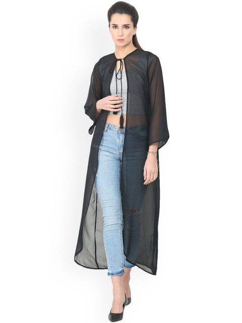 

Trend Arrest Black Solid Open Front Shrug