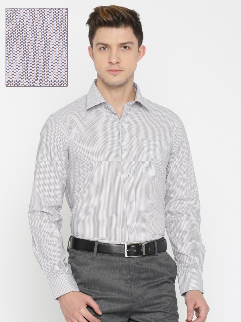 

Arrow Men White & Blue Slim Fit Printed Formal Shirt