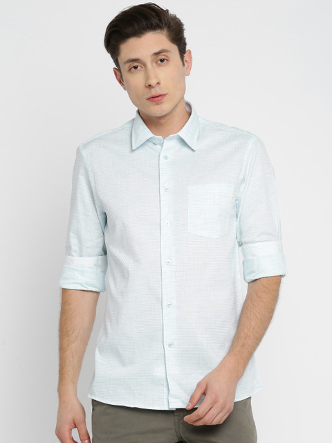 

Arrow New York Men White & Blue Slim Fit Checked Casual Shirt