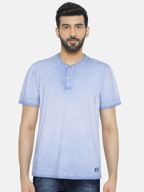 

Arrow Blue Jean Co. Men Blue Dyed Henley Neck T-shirt