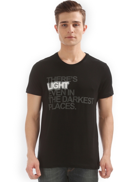 

Arrow Blue Jean Co. Men Black Printed Round Neck T-shirt