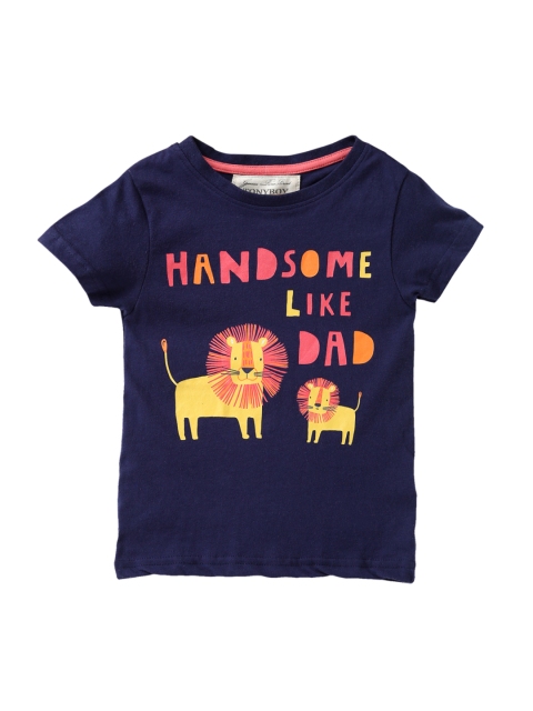 

TONYBOY Boys Navy Blue Printed Round Neck T-shirt