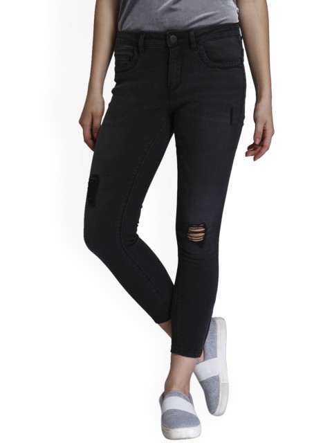 

ONLY Women Black Regular Fit Mid-Rise Mildly Distressed Jeans