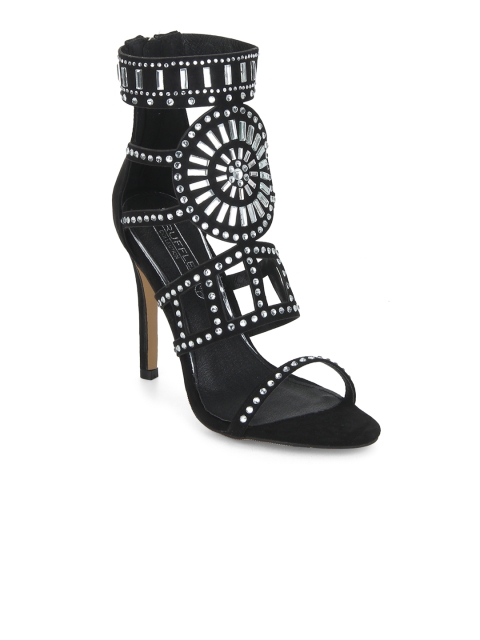 

Truffle Collection Women Black Solid Embellished Sandals