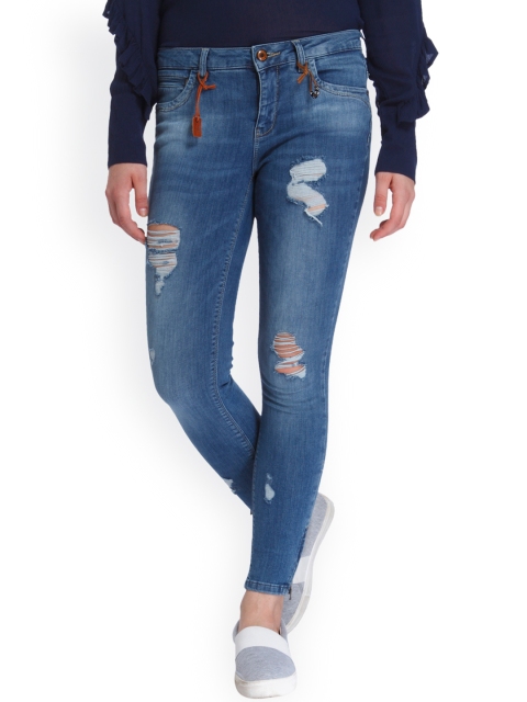 

Only Women Blue Regular Fit Mid-Rise Mildly Distressed Jeans