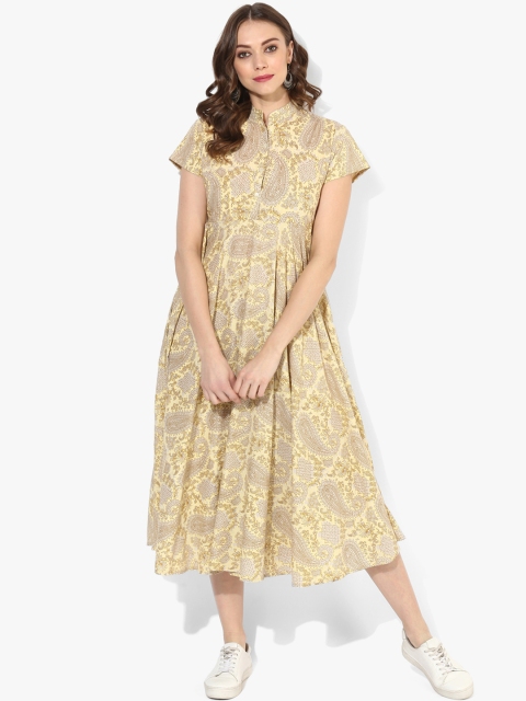 

Sangria Women Cream-Coloured Printed Fit and Flare Dress