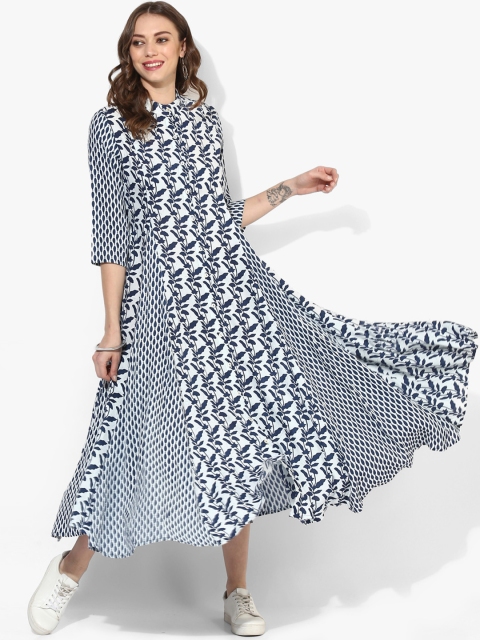

Sangria Women Blue Printed Fit and Flare Dress