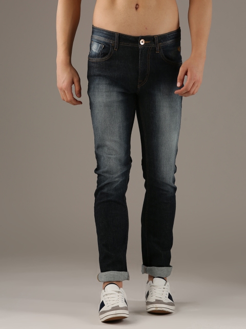

Flying Machine Men Navy Slim Tapered Fit Mid-Rise Clean Look Stretchable Jeans, Navy blue