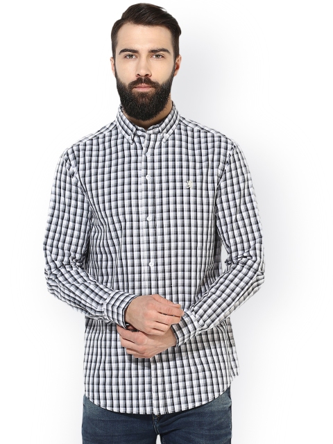 

Red Tape Men Black & White Regular Fit Checked Casual Shirt