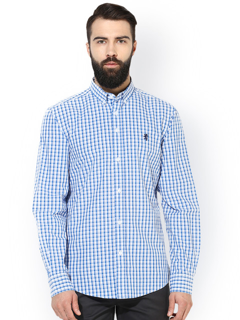

Red Tape Men Blue & White Regular Fit Checked Casual Shirt