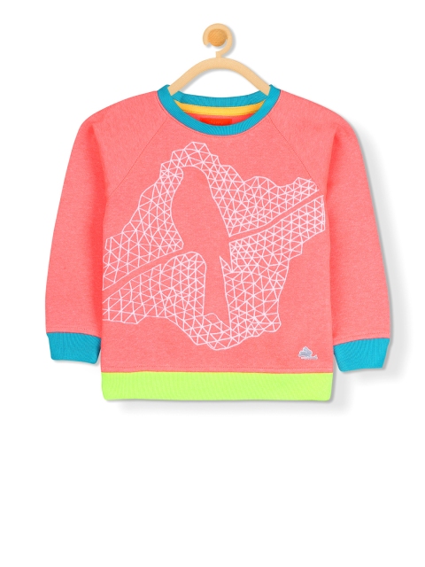 

Cherry Crumble Girls Coral Pink Printed Sweatshirt