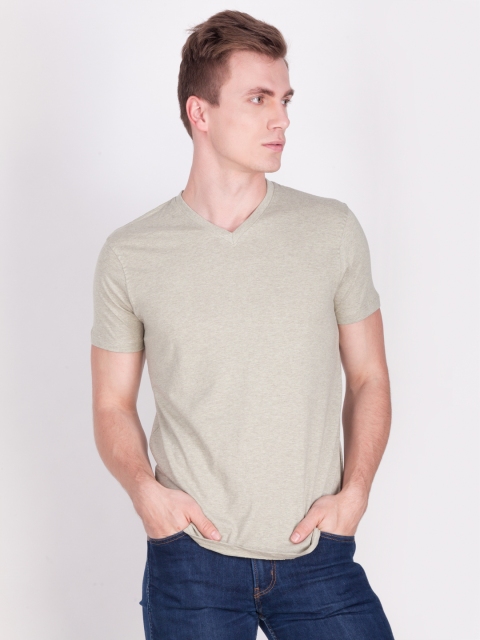 

Force NXT Men Beige Printed V-Neck T-shirt